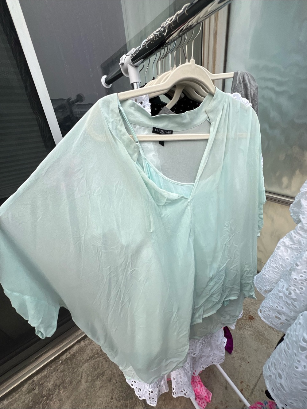 Eileen Fisher Pale Mint Layered V-Neck Tunic